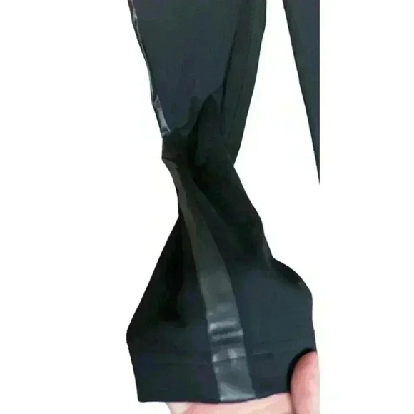 Rinascimento‎ Legging Trousers Faux Leather Waist Trim on Legs Black Size Medium - Picture 3 of 7